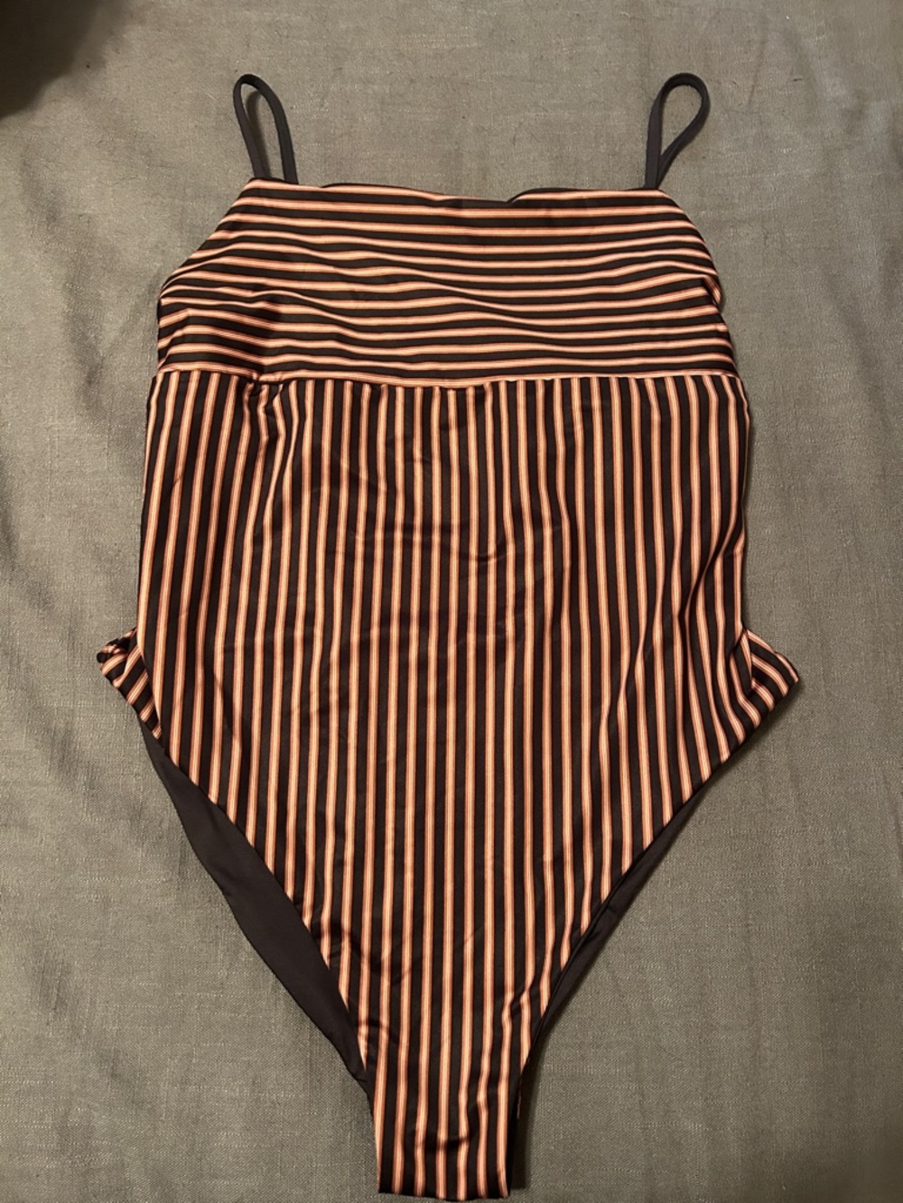Patagonia Reversible Black & Peach Striped One-Piece Swimsuit